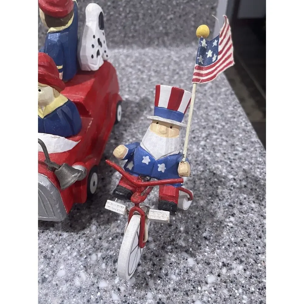 Wooden Patriotic Parade Firetruck USA 4th of July Police‎ Dog Drummer Montessori